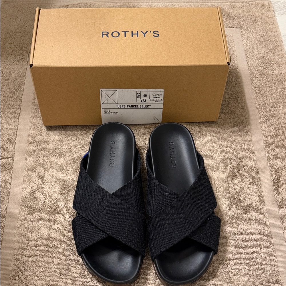 Rothy's Black Crisscross Slide Sandals - Slip-On Comfort